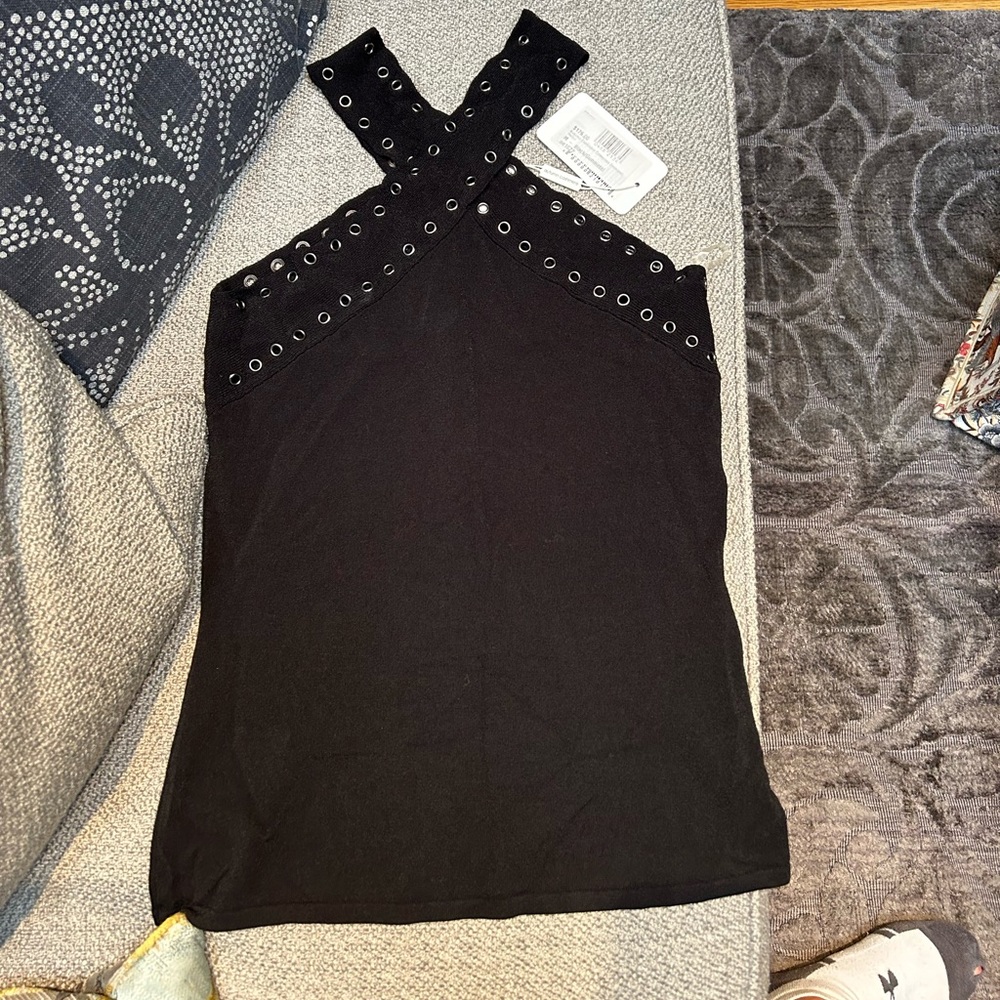Autumn Cashmere crisscross grommet halter top